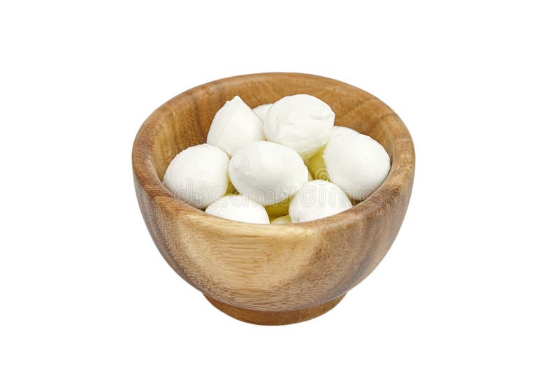 Bowl of Small Mozzarella Cheese Balls Isolated on White Background Stock Photo Image of