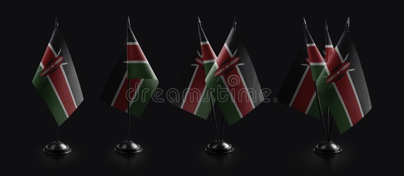 Small national flags of the Kenya on a black background royalty free illustration