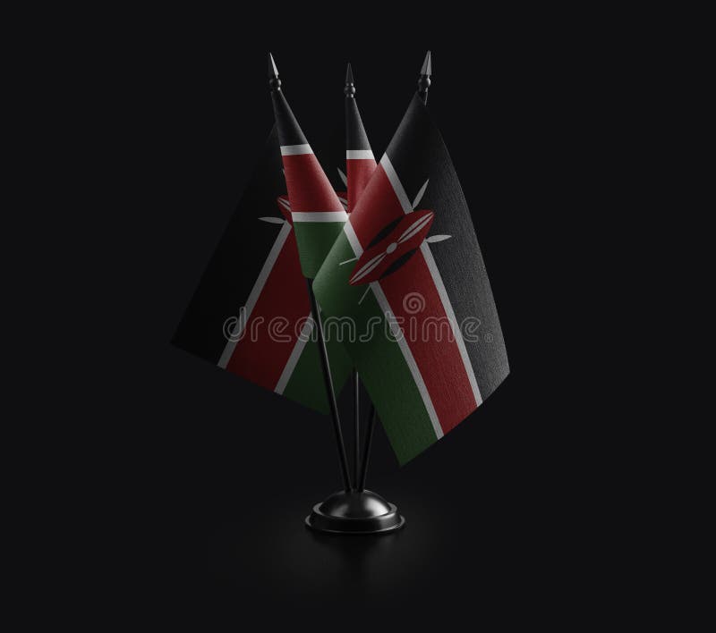 Small national flags of the Kenya on a black background royalty free illustration