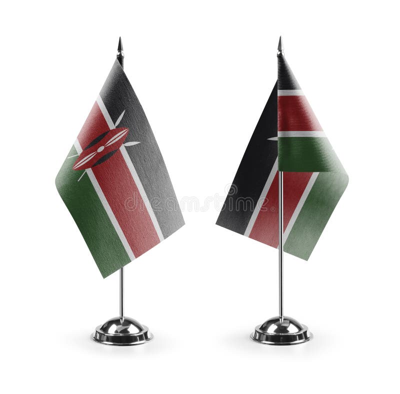 Small national flags of the Kenya on a white background stock illustration