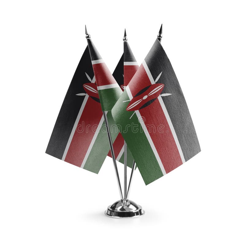 Small national flags of the Kenya on a white background stock illustration