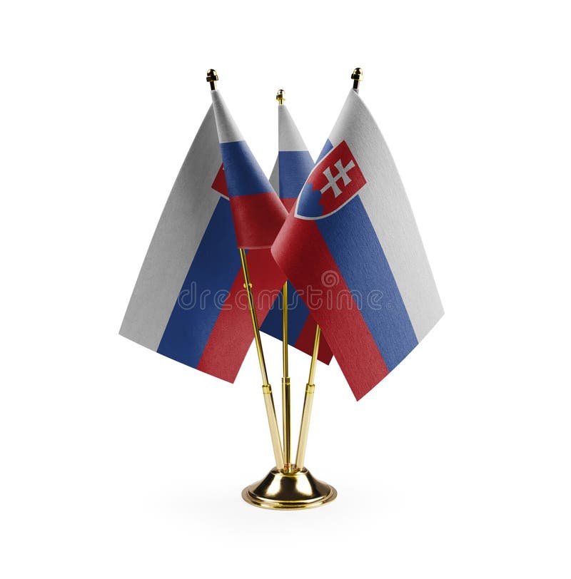 Malé štátne vlajky Slovenska na bielom pozadí
