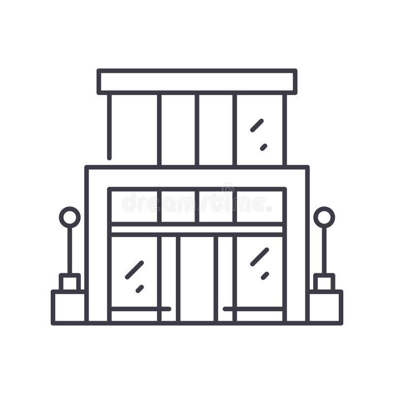 Small Office Building Icon, Linear Isolated Illustration, Thin Line ...