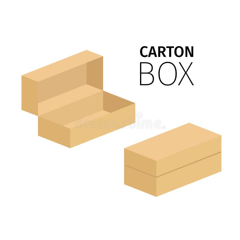 Small opened and closed carton box royalty free illustration