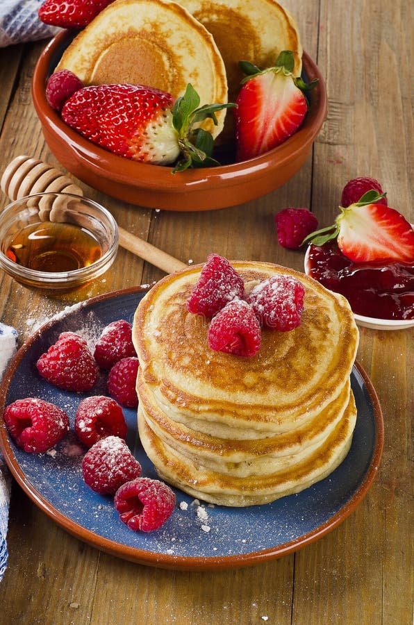 Stack of Small Pancakes with a Maple Syrup Stock Image Image of