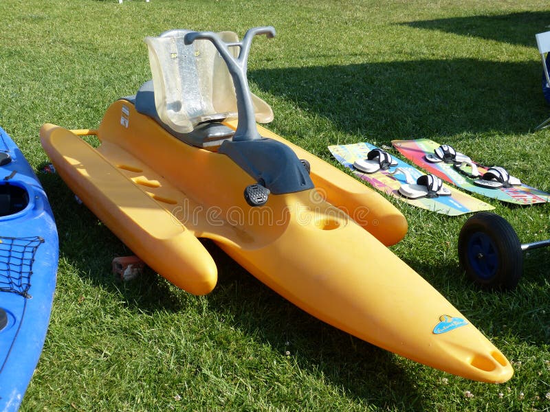 Small Pedal Boat for Recreational Activity of the Type Kaiak, Yellow