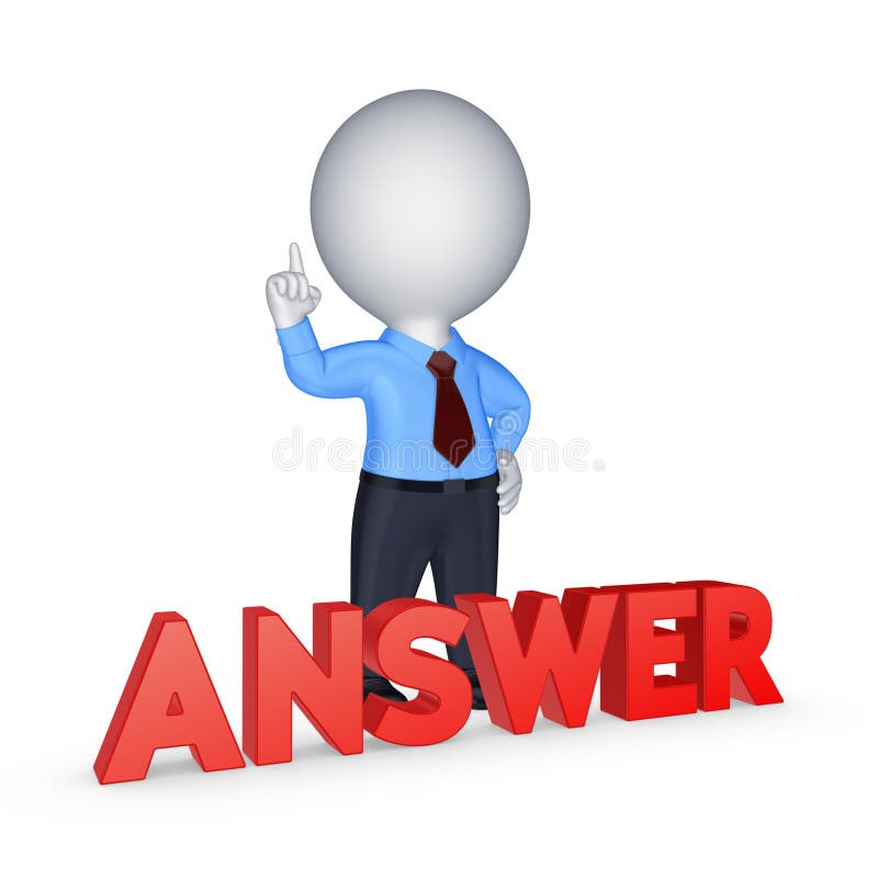 Small Person and Word ANSWER. Stock Illustration - Illustration of