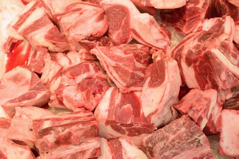 Small pieces of fresh lamb mutton meat