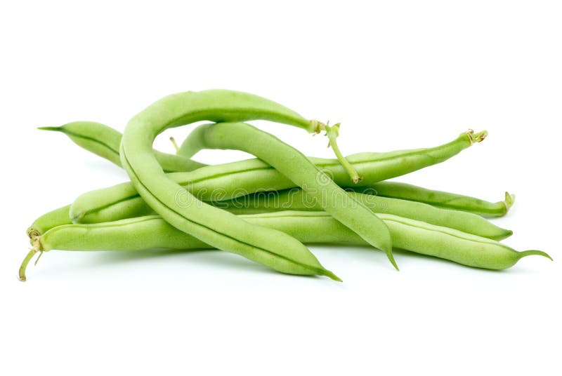 Small pile of green bean pods isolated on the white background