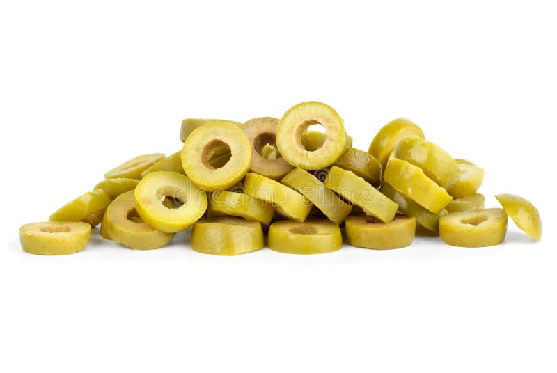 Small pile of sliced green olives