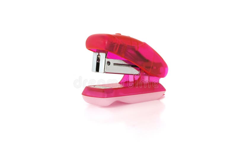 Pink Stapler with Staples Stack Stock Image Image of materials
