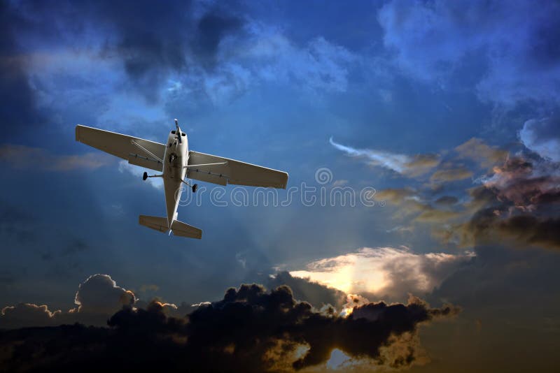 Small plane against a stormy sky