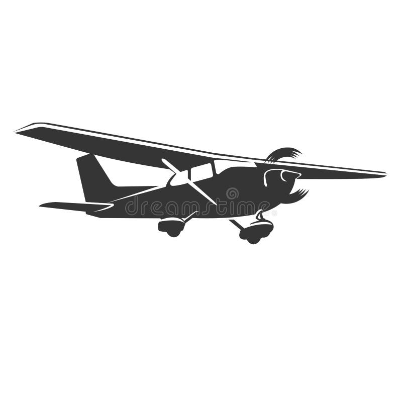 Small plane vector illustration. Single engine propelled aircraft. vector illustration