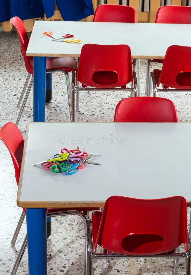 Small Plastic Chairs in the Nursery Kindergarten Class Stock Image