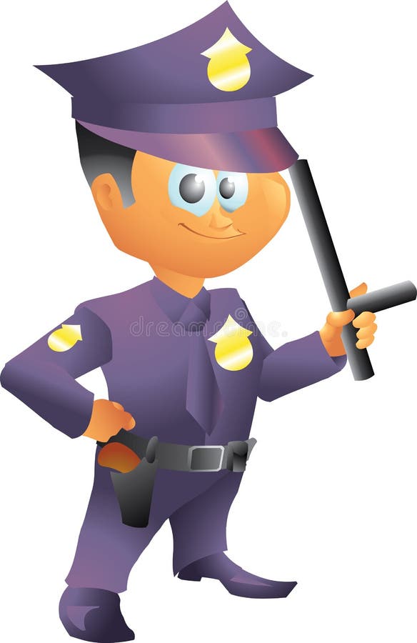 Small police officer vector illustration