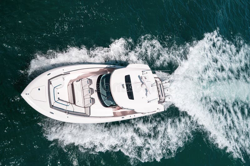 Small Private Yacht in the Sea with Beautiful Turquoise Wave in Ocean
