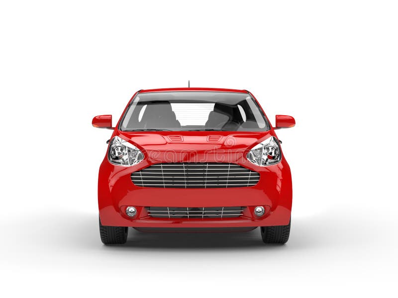 Small Red Compact Car - Front Closeup View royalty free stock photos