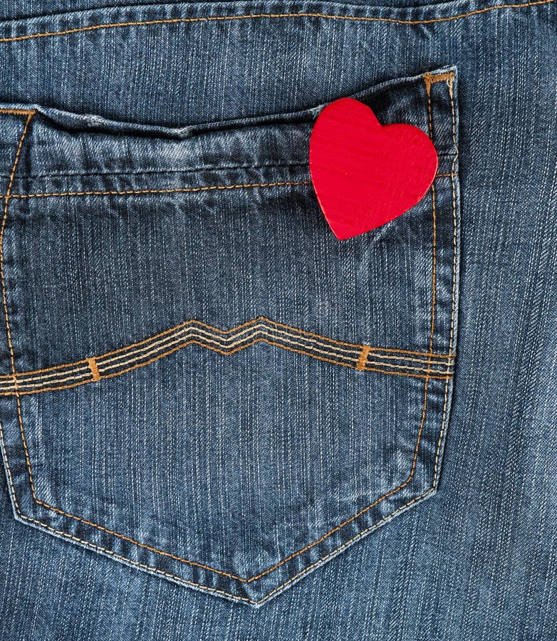 Small Red Heart in the Back Pocket of Blue Jeans Stock Image Image of