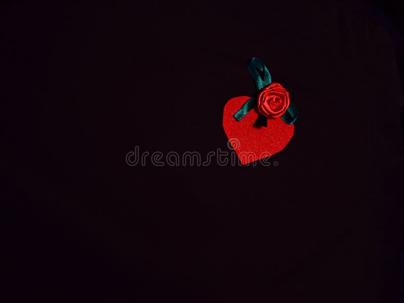 A Small Red Heart With A Red Rose On A Dark Background With A Place For Writing Selective Focus Stock Image Image Of Rose Writing 169008917