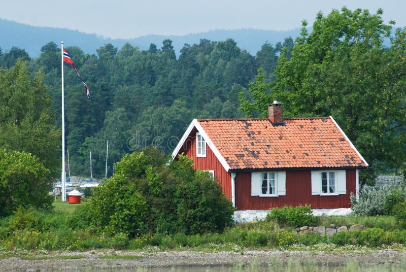 Small, red house in Norway