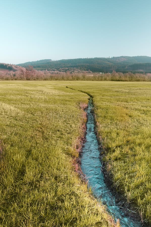 Small River in hay field