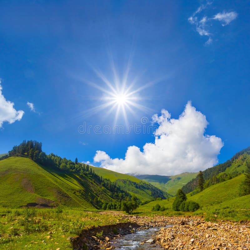 8,550 Bright Sunny Day Mountain River Landscape Stock Photos