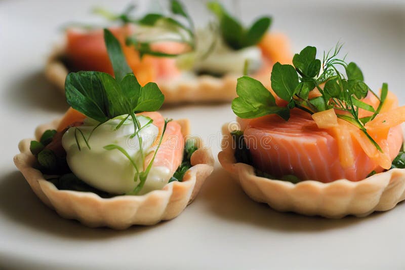 Small round asparagus tart decorated with leaves of greenery royalty free illustration