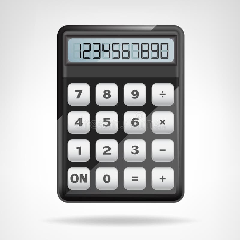Small round black calculator object isolated vector illustration