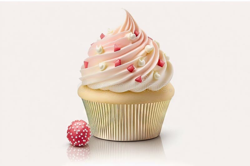 Small round cupcake for dessert isolated on white background vector illustration