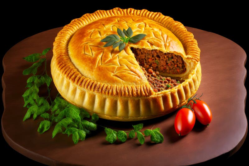 Small round meat pie with fragrant stuffing of minced meat stock illustration