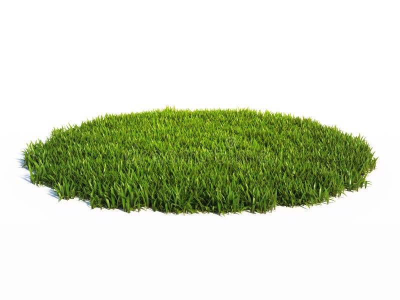 Small round surface covered with grass, grass podium, lawn background 3d rendering royalty free illustration
