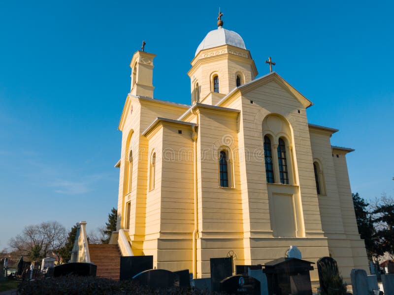 Small church of St. Dimitri on Gardos hill, Zemun. Small Saint Dimitri Church Crkva Svetog Dimitrija is an serbian orthodox church in the old Zemun cemetary with stock image Small church of St. Dimitri on Gardos hill, Zemun. Small Saint Dimitri Church Crkva Svetog Dimitrija is an serbian orthodox church in the old Zemun cemetary with stock image