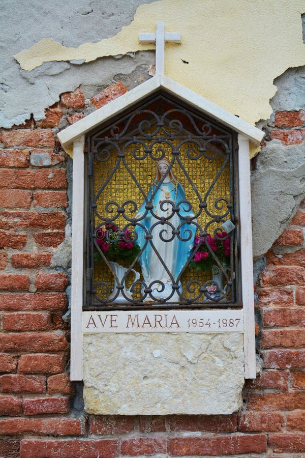 Small sanctuary, Ave Maria statue, Venice, Italy stock image Small sanctuary, Ave Maria statue, Venice, Italy stock image