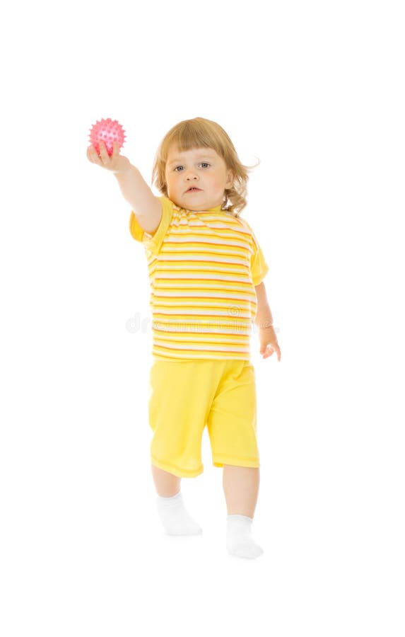 Small smiling girl with toy ball