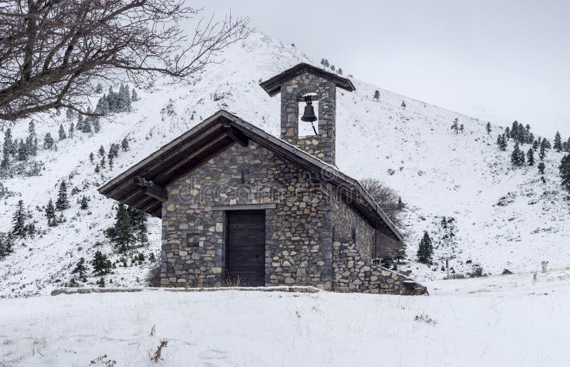 Small, stone church in the mountains Greece, Peloponnese