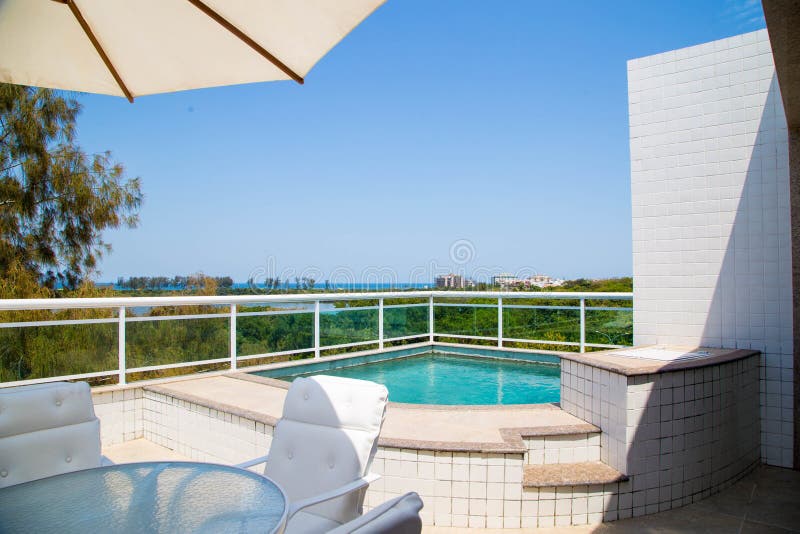 Small Swimming Pool in a Balcony of a Hotel Stock Photo Image of ocean, empty 207234586