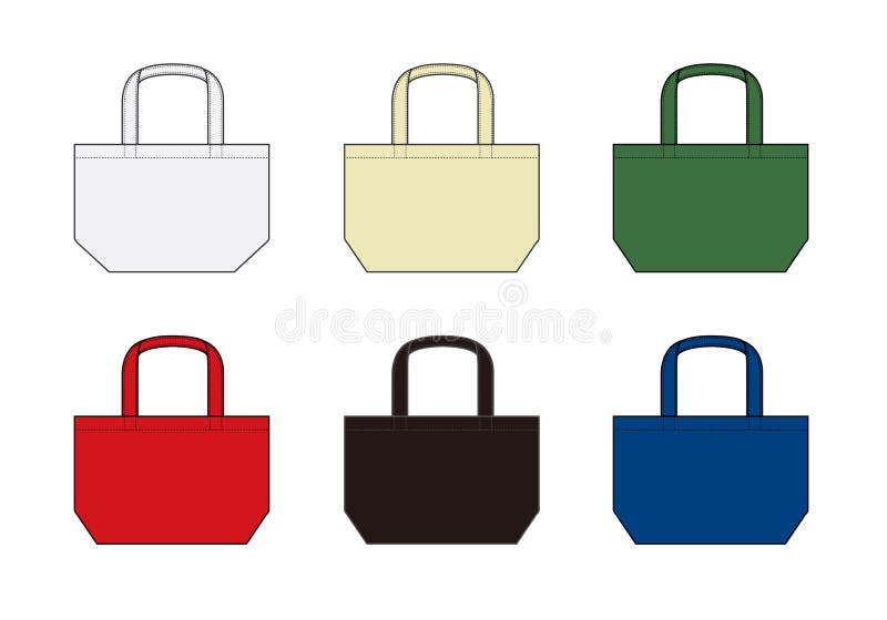 Small tote bag ecobag , shopping bag template vector illustration set royalty free illustration