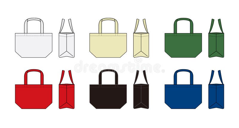 Small tote bag ecobag , shopping bag template vector illustration set royalty free illustration