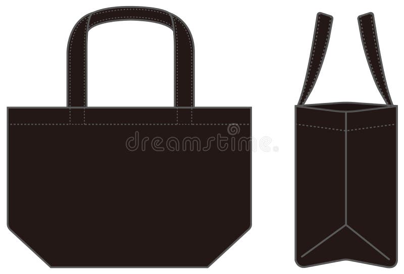 Small tote bag ecobag , shopping bag template vector illustration with side view vector illustration