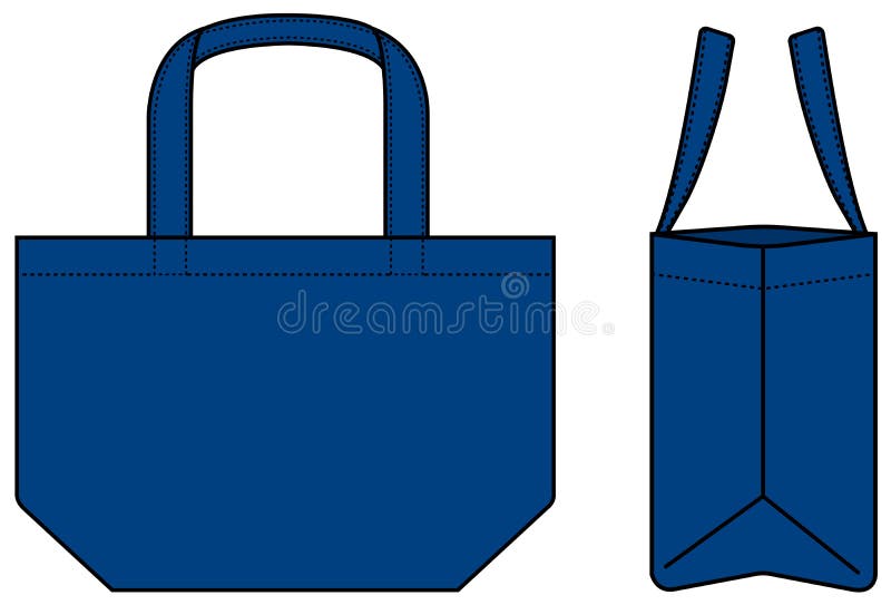 Small tote bag ecobag , shopping bag template vector illustration with side view stock illustration