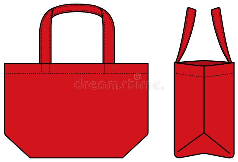 Small tote bag ecobag , shopping bag template vector illustration with side view royalty free illustration