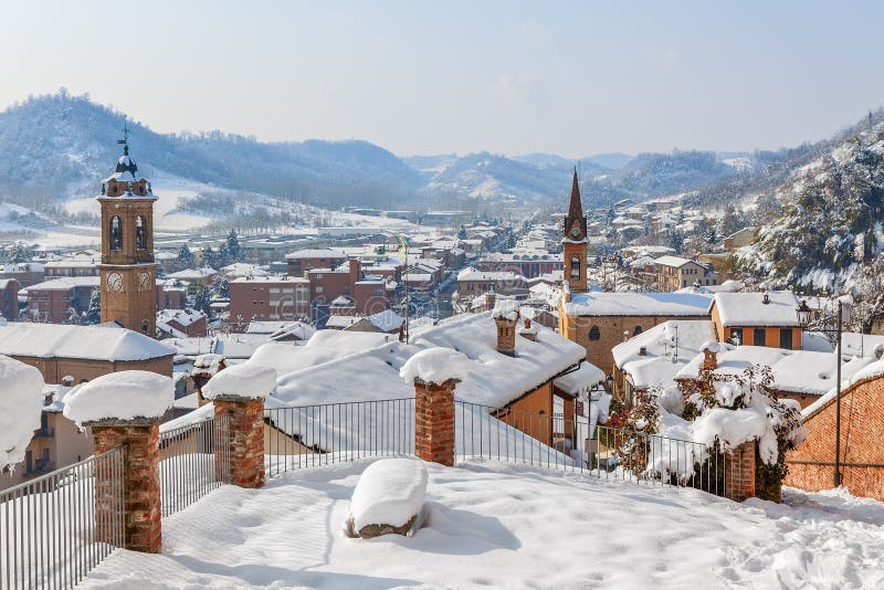 Small town covered with snow.