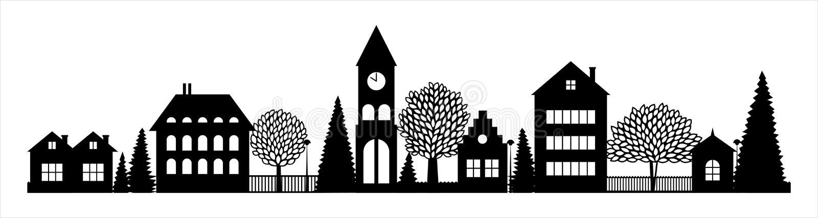 Little boy drawing a pretty small town Royalty Free Vector