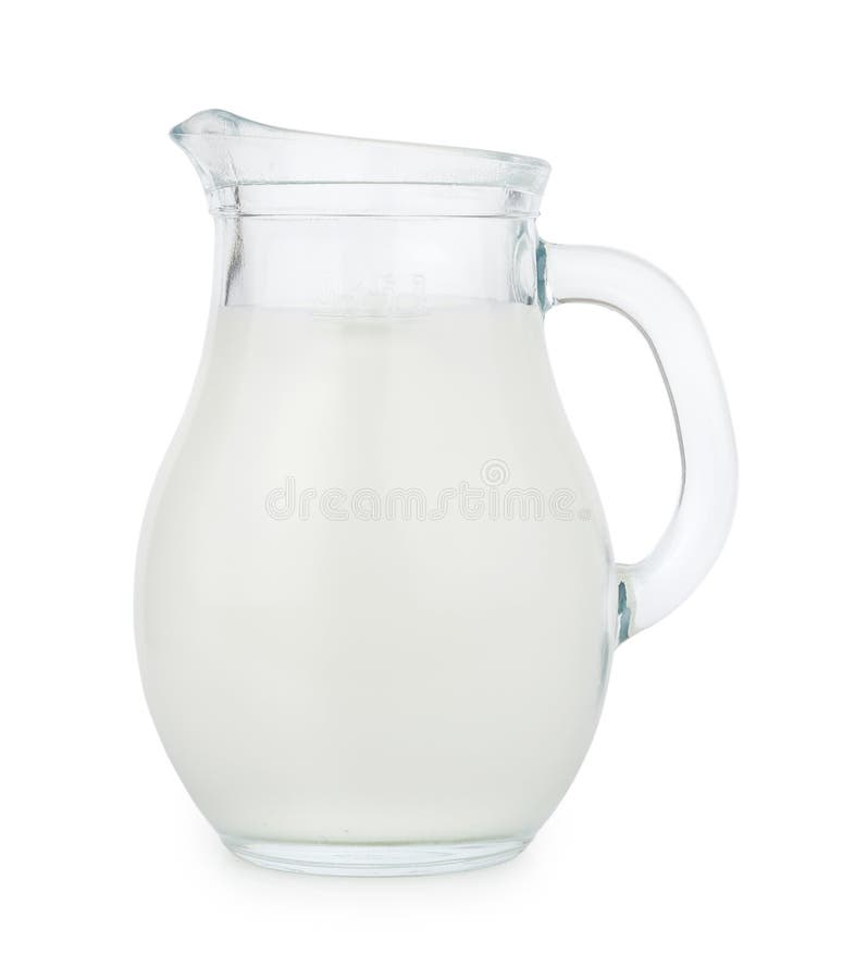 Small transparent glass jar with milk