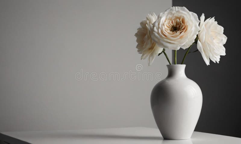 A small vase with three flowers. High quality