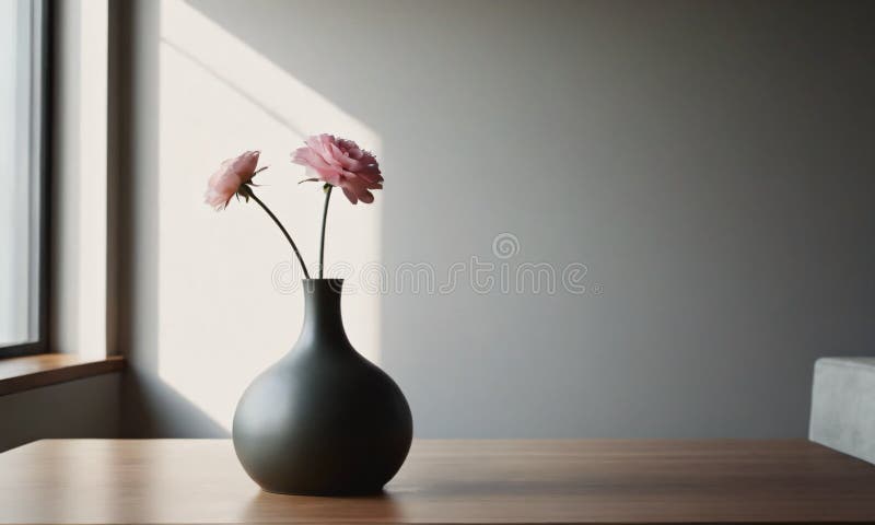 A small vase with two flowers. High quality