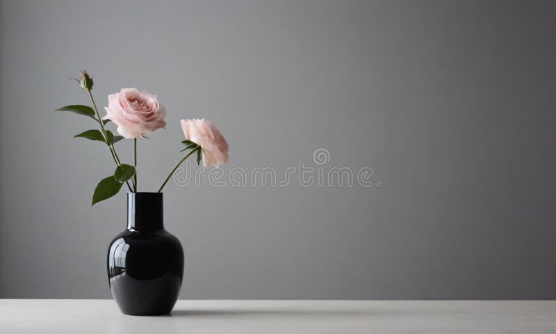 A small vase with two flowers. High quality