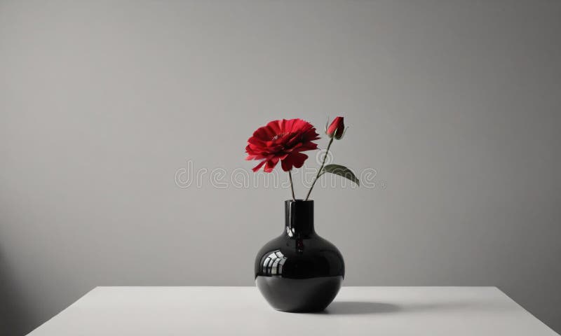 A small vase with two flowers. High quality