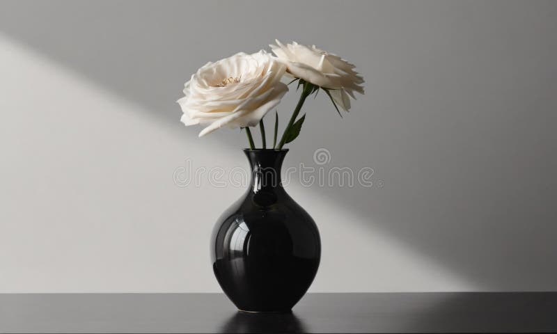 A small vase with two flowers. High quality