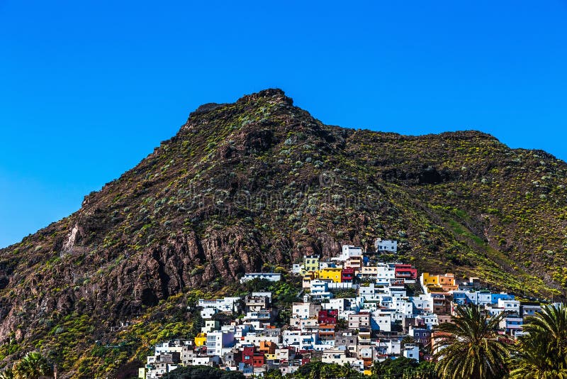 Small village buildings in mountain.